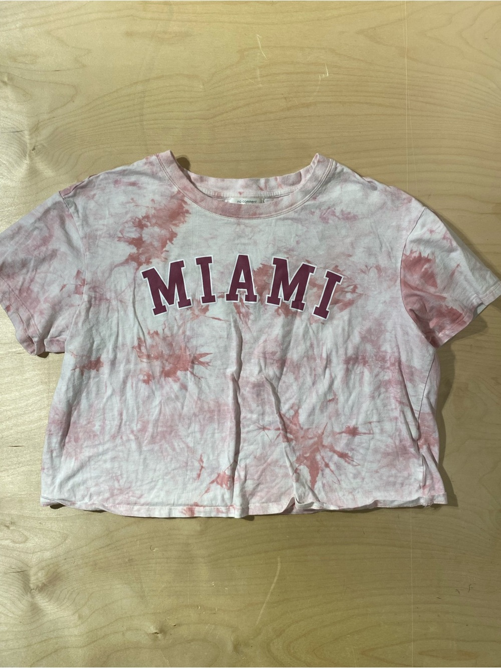 No Comment Plus Miami Tie-Dye Cropped Tee in Pink 1X (SO) - Picture 2 of 7